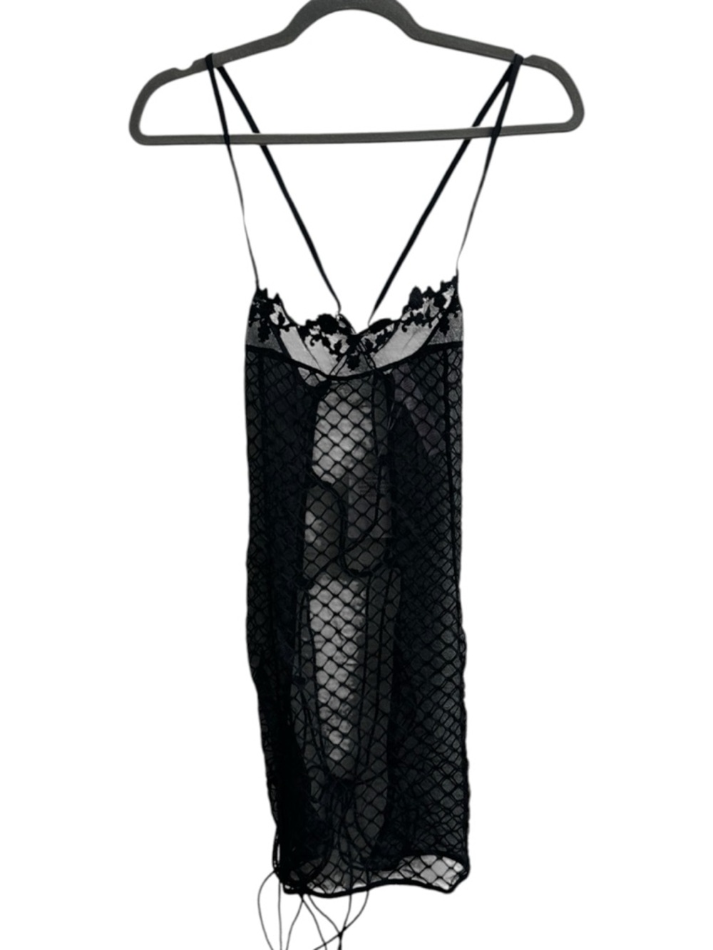 Savage X Fenty Black Sheer Lace Mesh Chemise